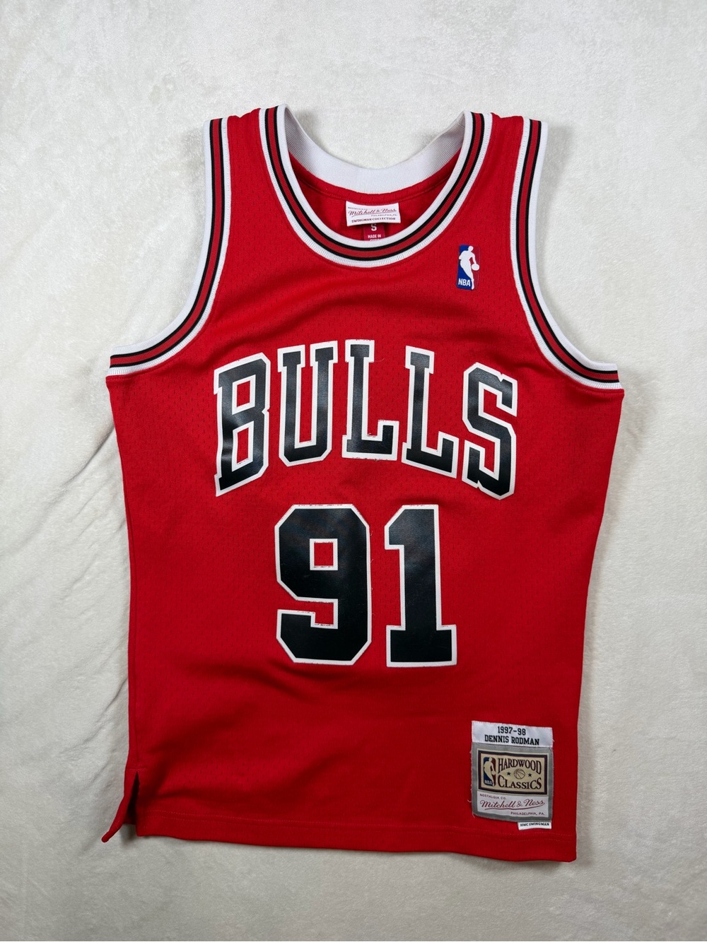Mitchell & Ness Dennis Rodman Y2K Red Chicago Bulls #91 Hardwood Classics Jersey